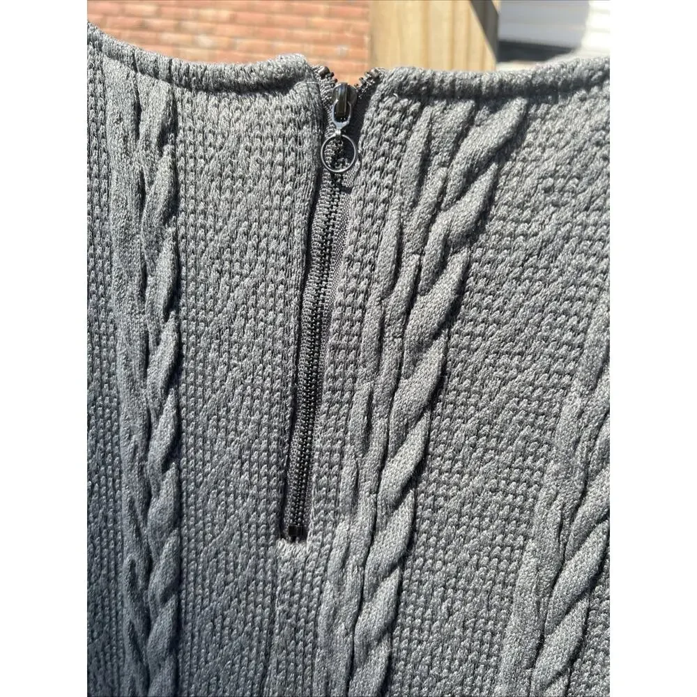 Loveriche Gray Cable Sweater Dress Lined Long Sleeve Women Winter Lined SMALL